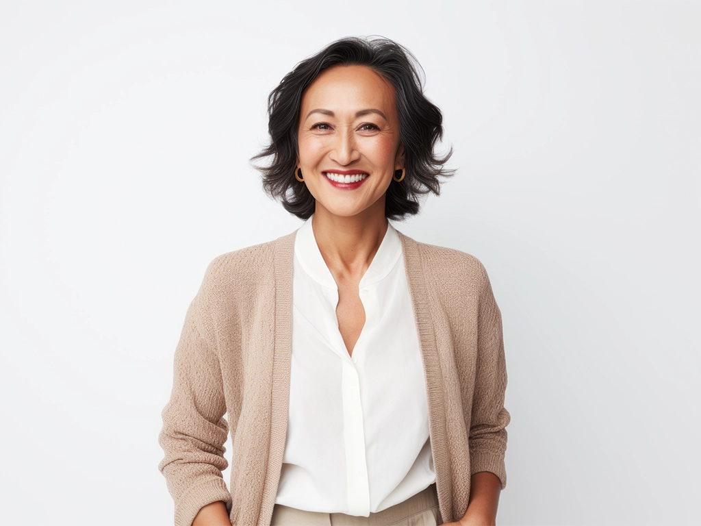 Smiling dental patient standing and looking confident